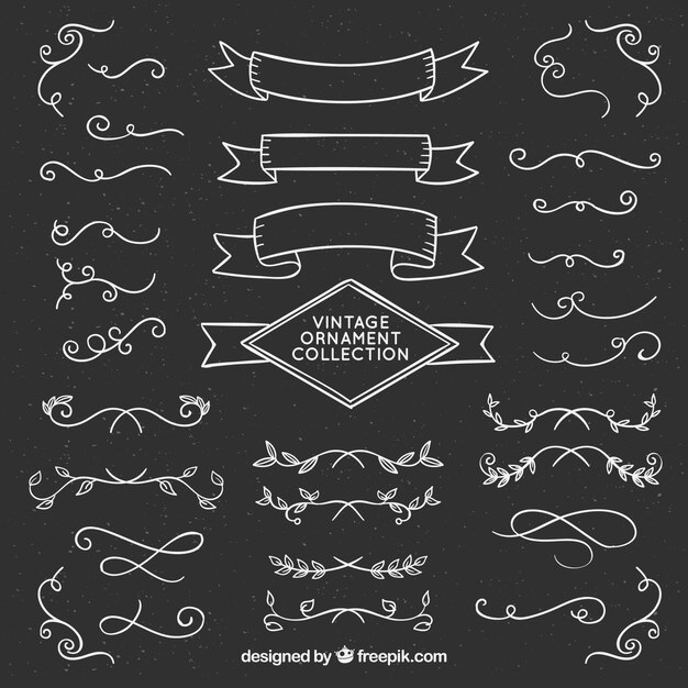 Coleção de enfeite vintage com estilo de quadro-negro