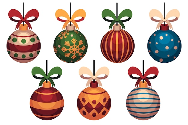Coleção de enfeites de bola de natal desenhada à mão