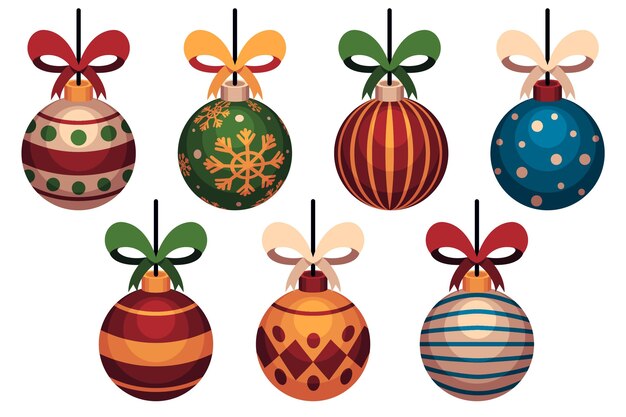 Coleção de enfeites de bola de natal desenhada à mão