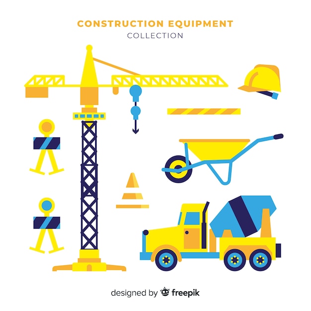 Coleção de equipamentos de construção plana