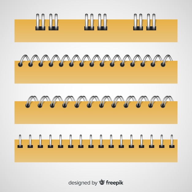 Coleção de espirais realistas para notebook