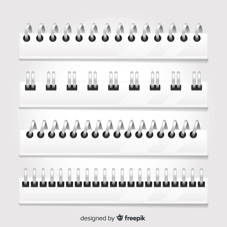 Vetor grátis coleção de espirais realistas para notebook