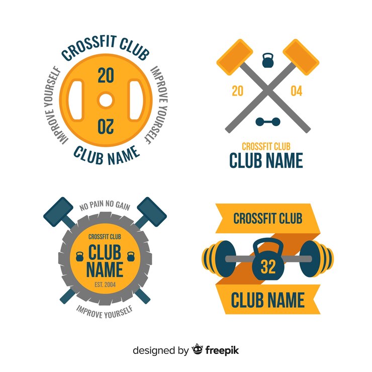 Vetor grátis coleção de estilo plano de logotipo crossfit