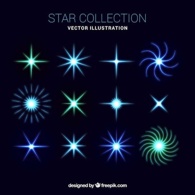 Vetor grátis coleção de estrelas brilhantes