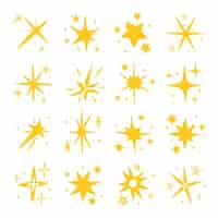 Vetor grátis coleção de estrelas cintilantes desenhada à mão