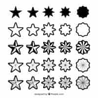 Vetor grátis coleção de estrelas em preto e branco