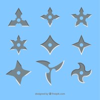 Coleção de estrelas ninja com design plano