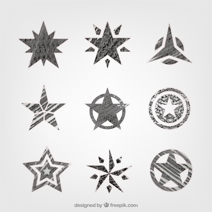 Vetor grátis coleção de estrelas pintadas à mão
