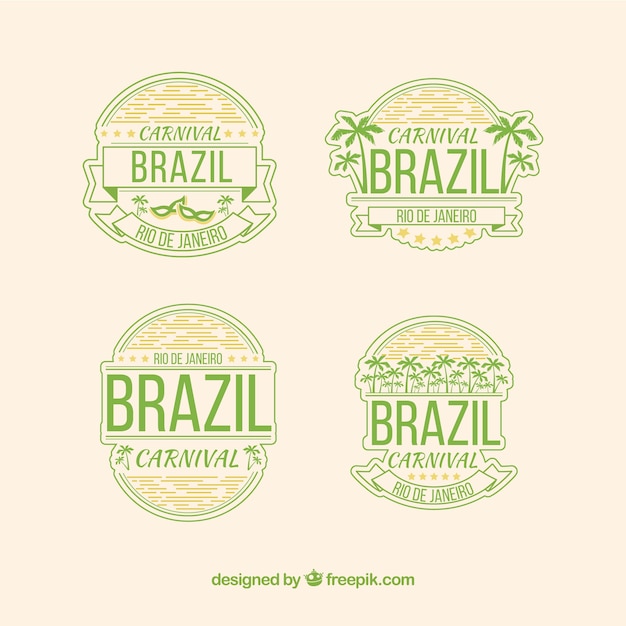 Vetor grátis coleção de etiqueta / badge de carnaval brasileiro plano