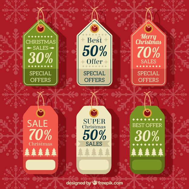 Coleção de etiquetas de desconto natal