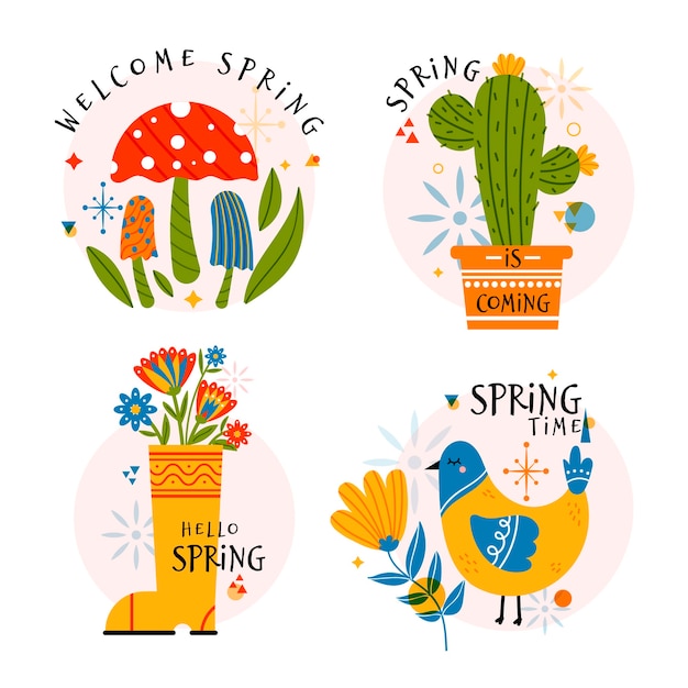 Vetor grátis coleção de etiquetas de primavera
