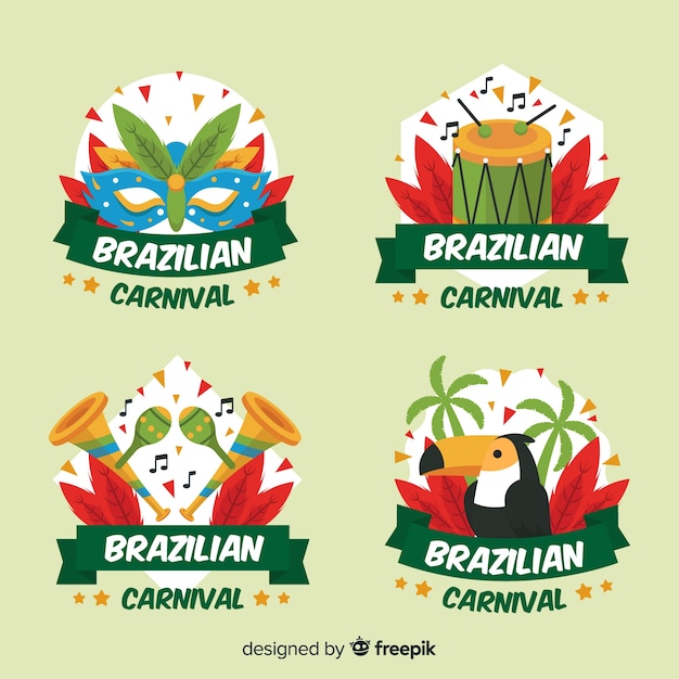 Vetor grátis coleção de etiquetas do carnaval brasileiro