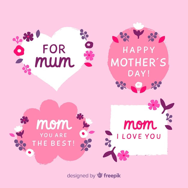 Vetor grátis coleção de etiquetas do dia das mães