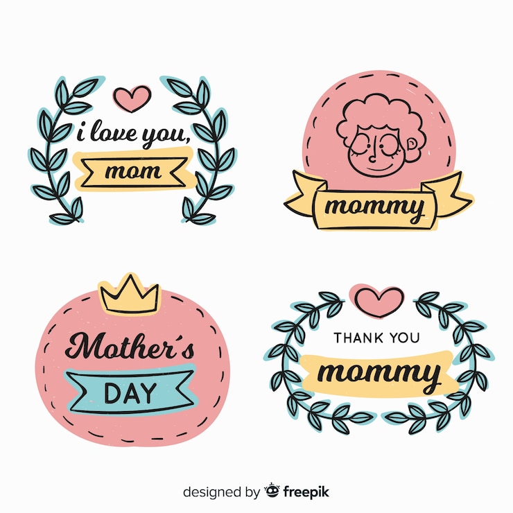 Vetor grátis coleção de etiquetas do dia das mães
