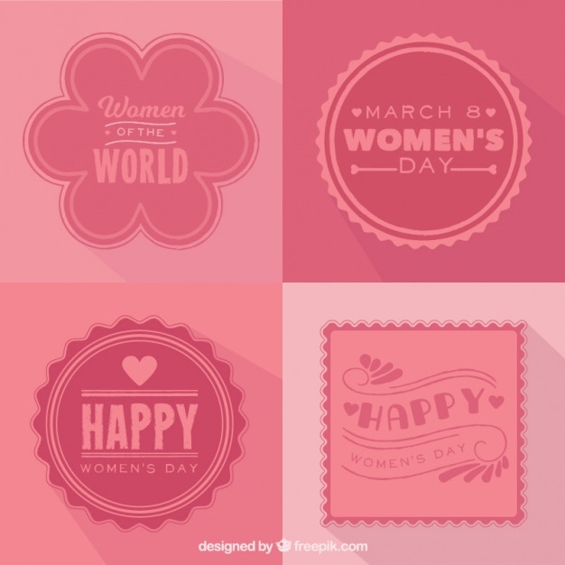 Vetor grátis coleção de etiquetas do dia das mulheres em tons de rosa