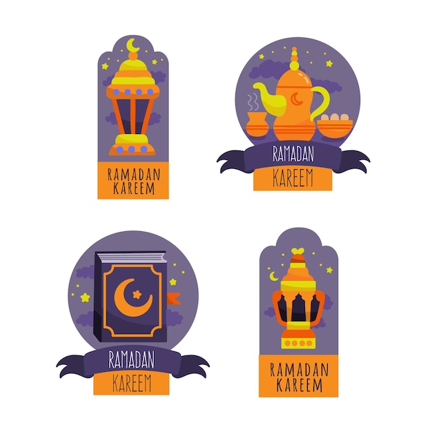 Vetor grátis coleção de etiquetas do ramadã desenhada à mão