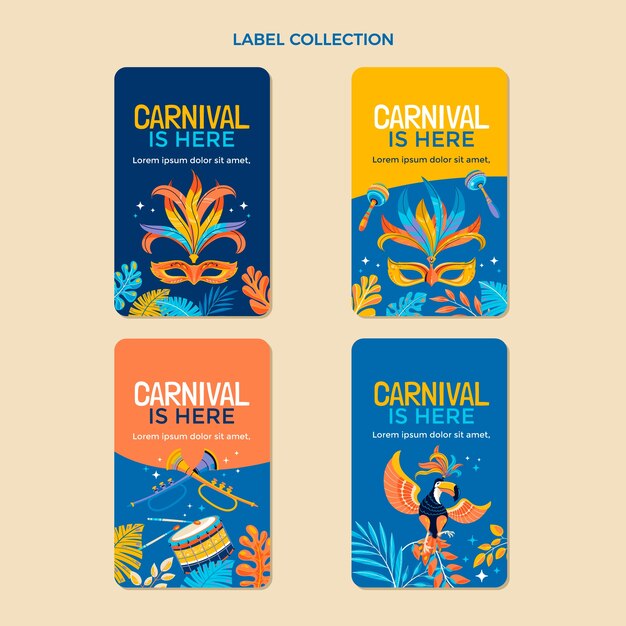 Coleção de etiquetas planas de carnaval