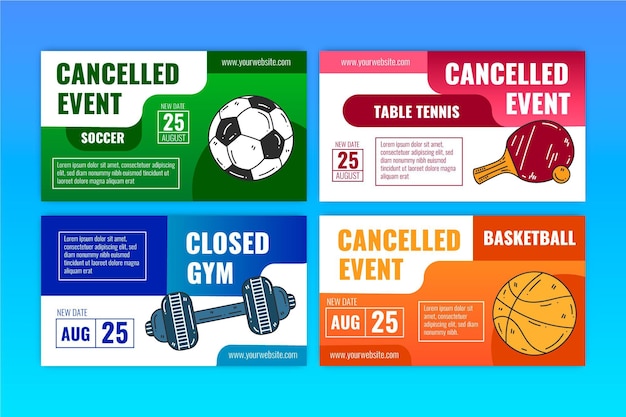 Vetor grátis coleção de eventos esportivos cancelados - banners