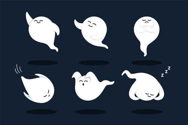 Coleção de fantasmas de halloween de design plano