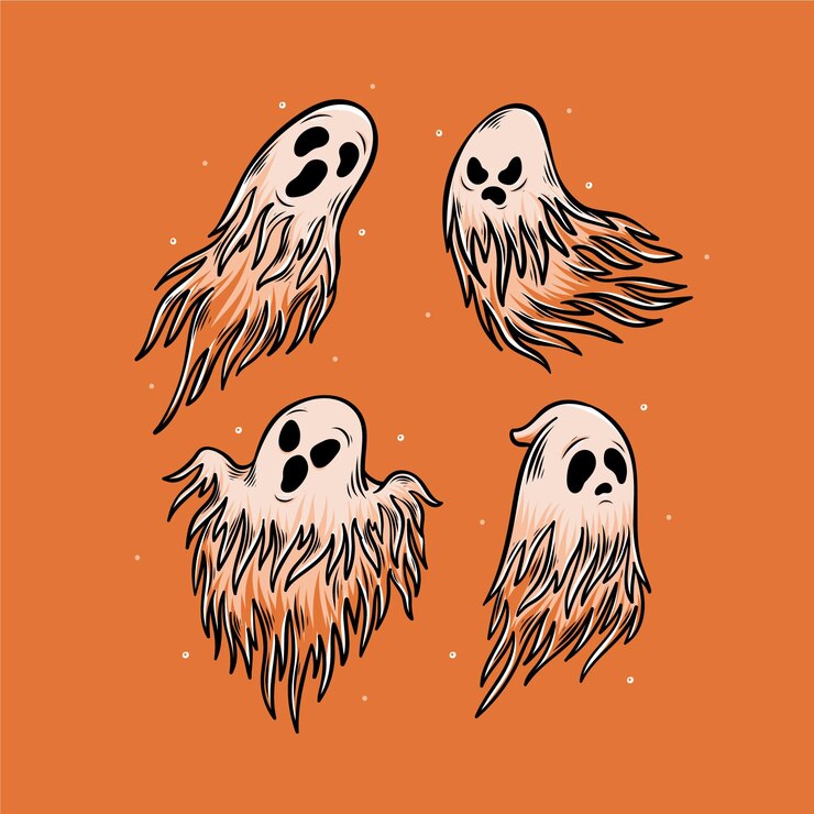 Vetor grátis coleção de fantasmas de halloween desenhada à mão