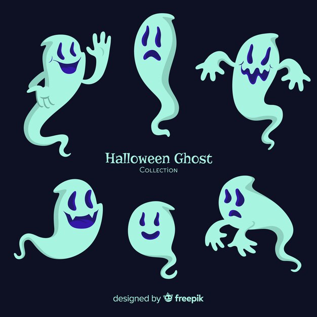 Coleção de fantasmas de Halloween em poses diferentes