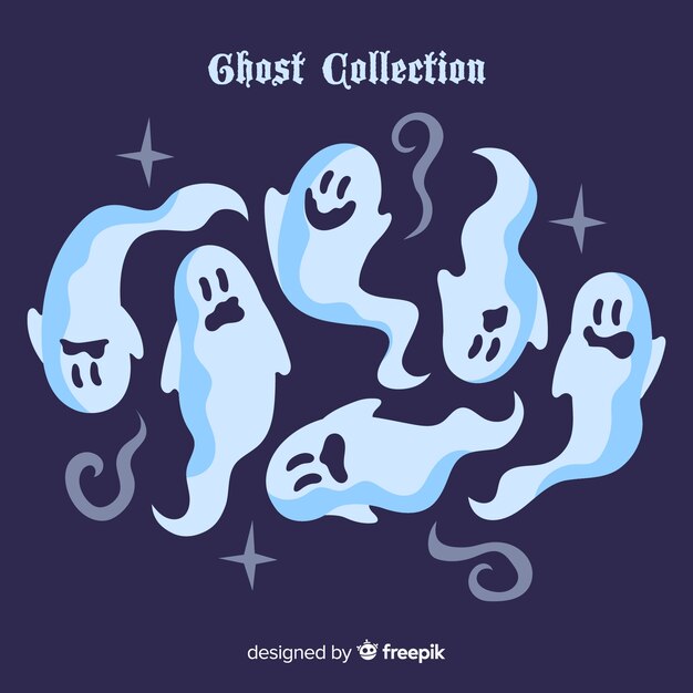 Coleção de fantasmas de Halloween em poses diferentes