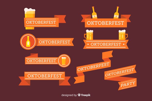 Vetor grátis coleção de fita design plano oktoberfest