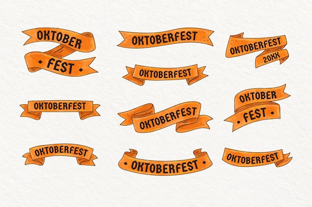 Coleção de fitas da oktoberfest em aquarela