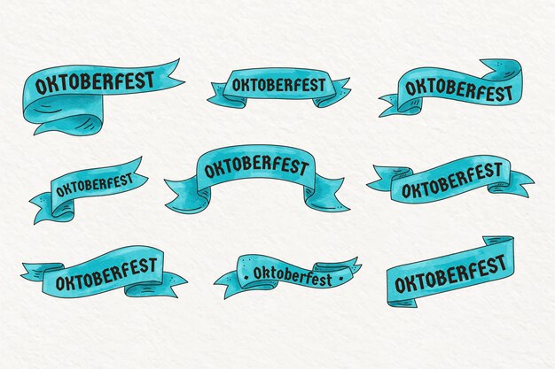 Coleção de fitas da Oktoberfest em aquarela