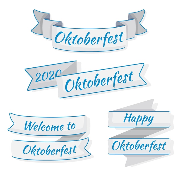 Vetor grátis coleção de fitas de oktoberfest design plano