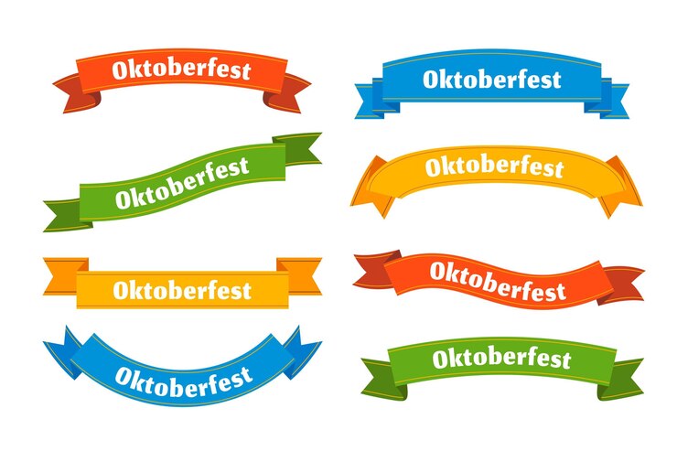 Vetor grátis coleção de fitas do flat oktoberfest