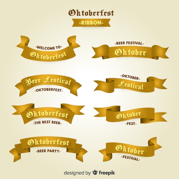 Vetor grátis coleção de fitas oktoberfest em design plano