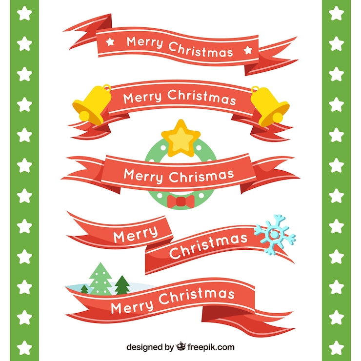 Vetor grátis coleção de fitas vermelhas de natal