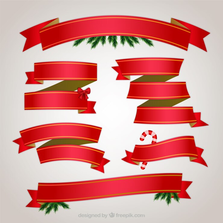 Vetor grátis coleção de fitas vermelhas do natal