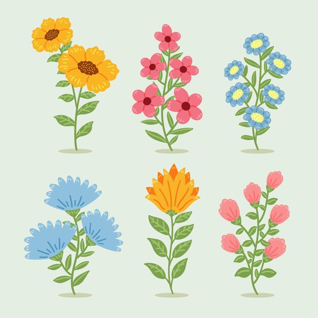 Coleção de flores desenhadas à mão