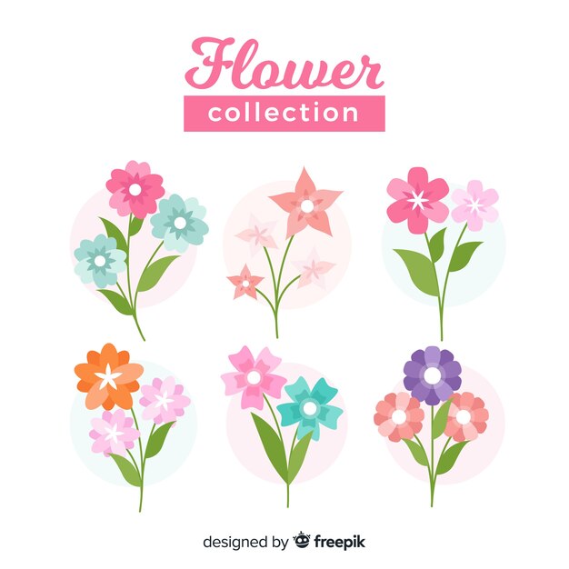 Vetor grátis coleção de flores e folhas planas