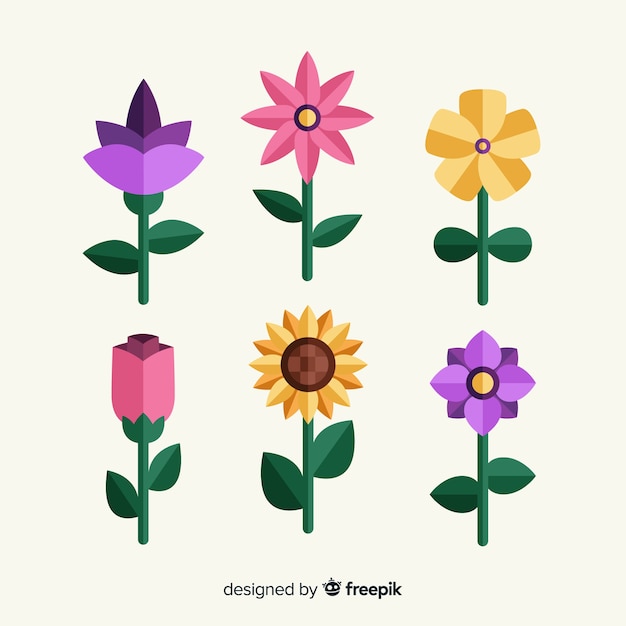 Coleção de flores encantadoras com design plano