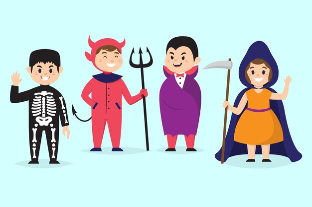 Coleção de fofos desenhos animados para crianças de carnaval