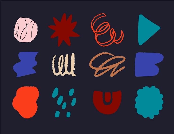 Vetor grátis coleção de formas abstratas desenhadas à mão