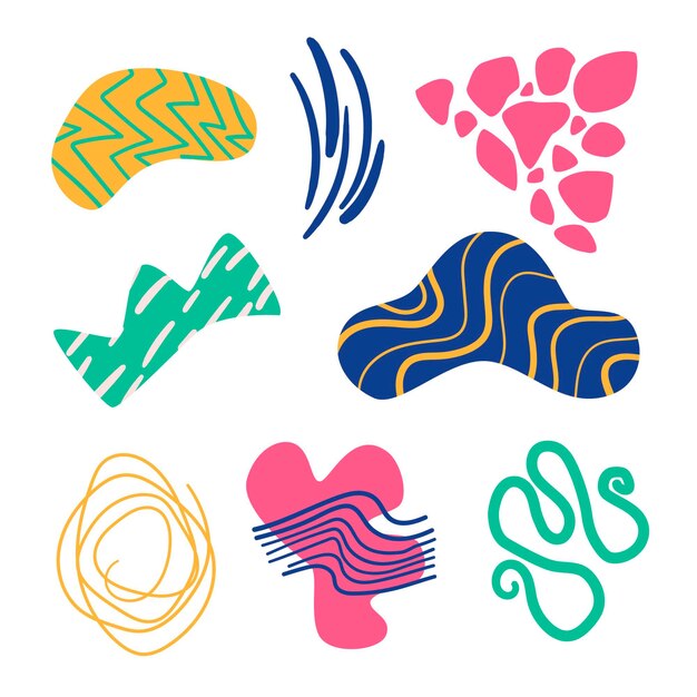 Coleção de formas abstratas desenhadas à mão