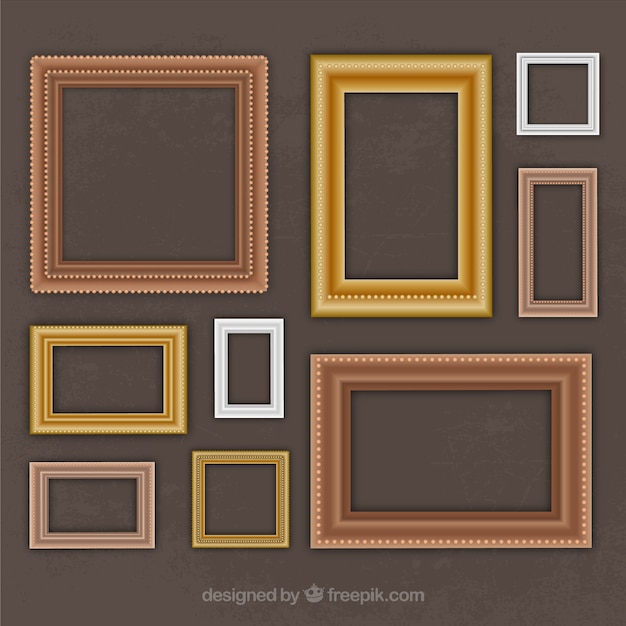 Vetor grátis coleção de frames do vintage em tamanhos diferentes