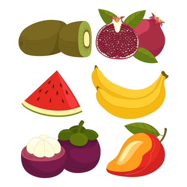 Coleção de frutas desenhada à mão