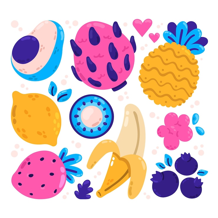 Vetor grátis coleção de frutas desenhada à mão