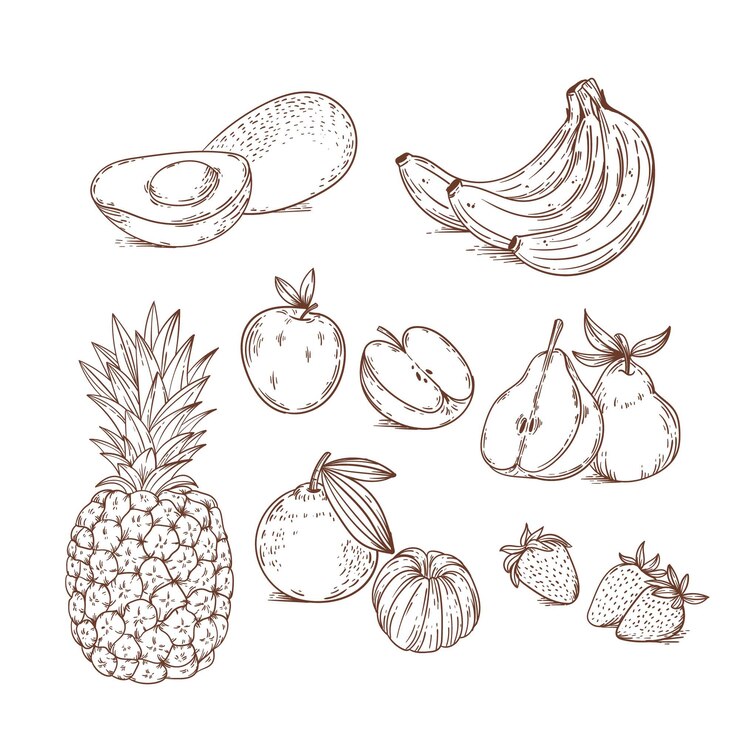 Vetor grátis coleção de frutas desenhada à mão