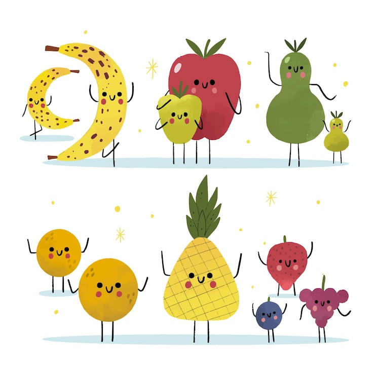 Vetor grátis coleção de frutas desenhada à mão