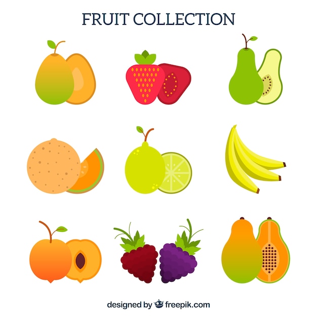 Coleção de frutas em design plano