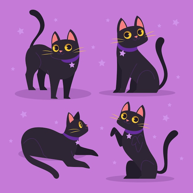 um gato preto raivoso e sombrio está sentado. estilo de desenho animado  plano 7835007 Vetor no Vecteezy