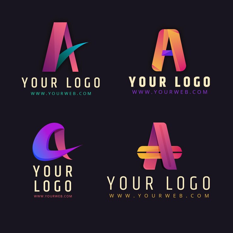 Vetor grátis coleção de gradiente um modelo de logotipo