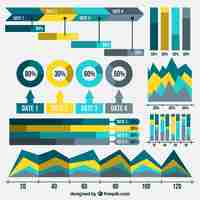 Vetor grátis coleção de gráficos gráficos úteis para infográficos