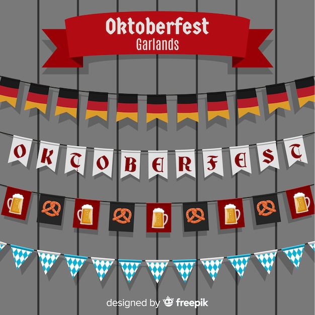 Vetor grátis coleção de guirlandas de oktoberfest moderno